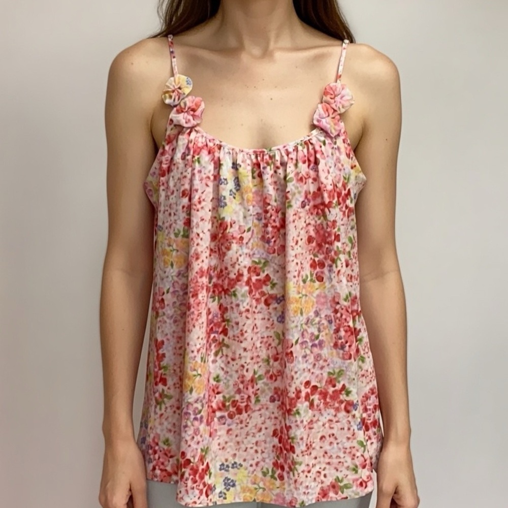 Oscar de la Renta Floral‎ Pink Label Tank Top C23